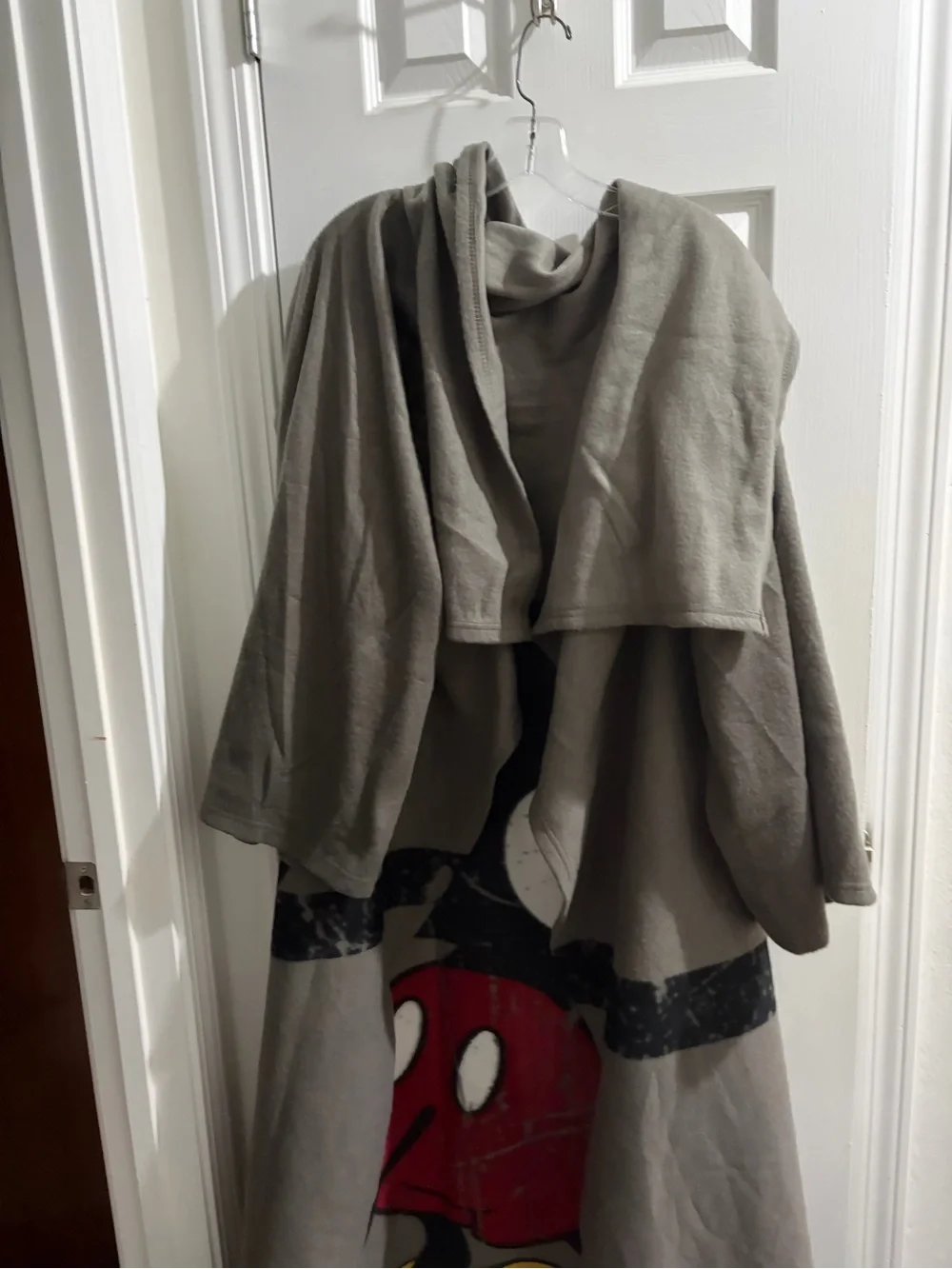 Disney Gray Hooded Mickey Blanket Throw with Red & Yellow Accents